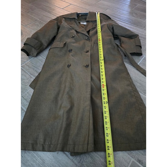 J. Gallery Petite Trench Coat Women 5/6 Olive Green Belted Double Breasted Liner - Picture 5 of 12